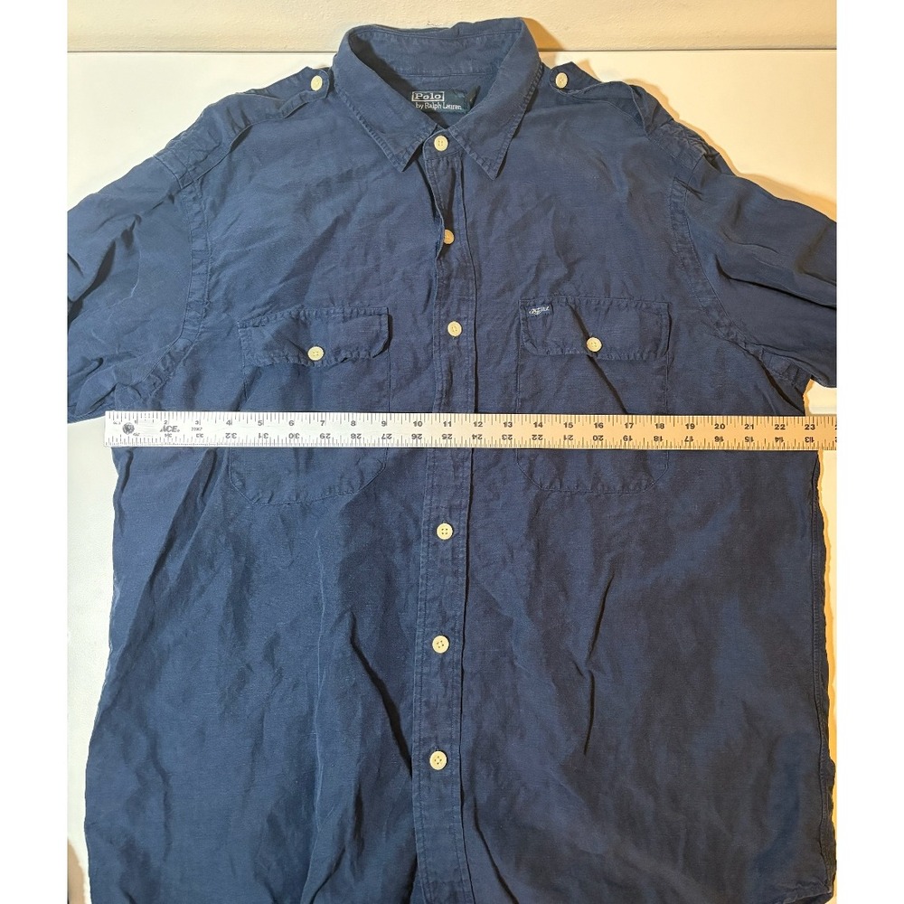 Polo Ralph Lauren Double Pocket 100% Linen Button Down Shirt | Blue | XL - Picture 5 of 5